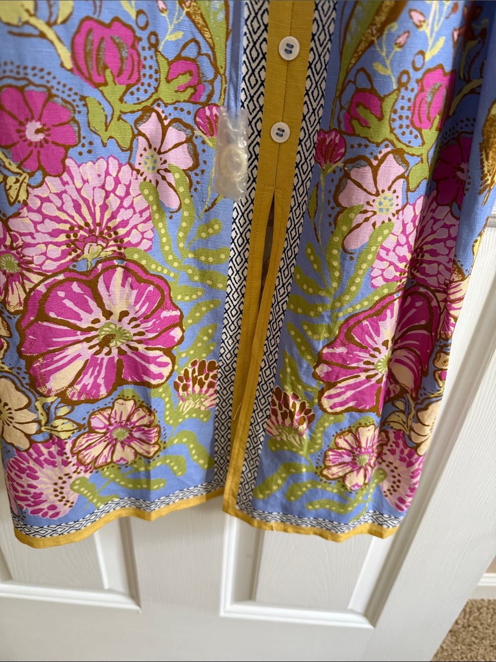 🌸Skies Are Blue: Light Blue Floral Midi Sundress with Yellow Trim - Picture 6 of 8